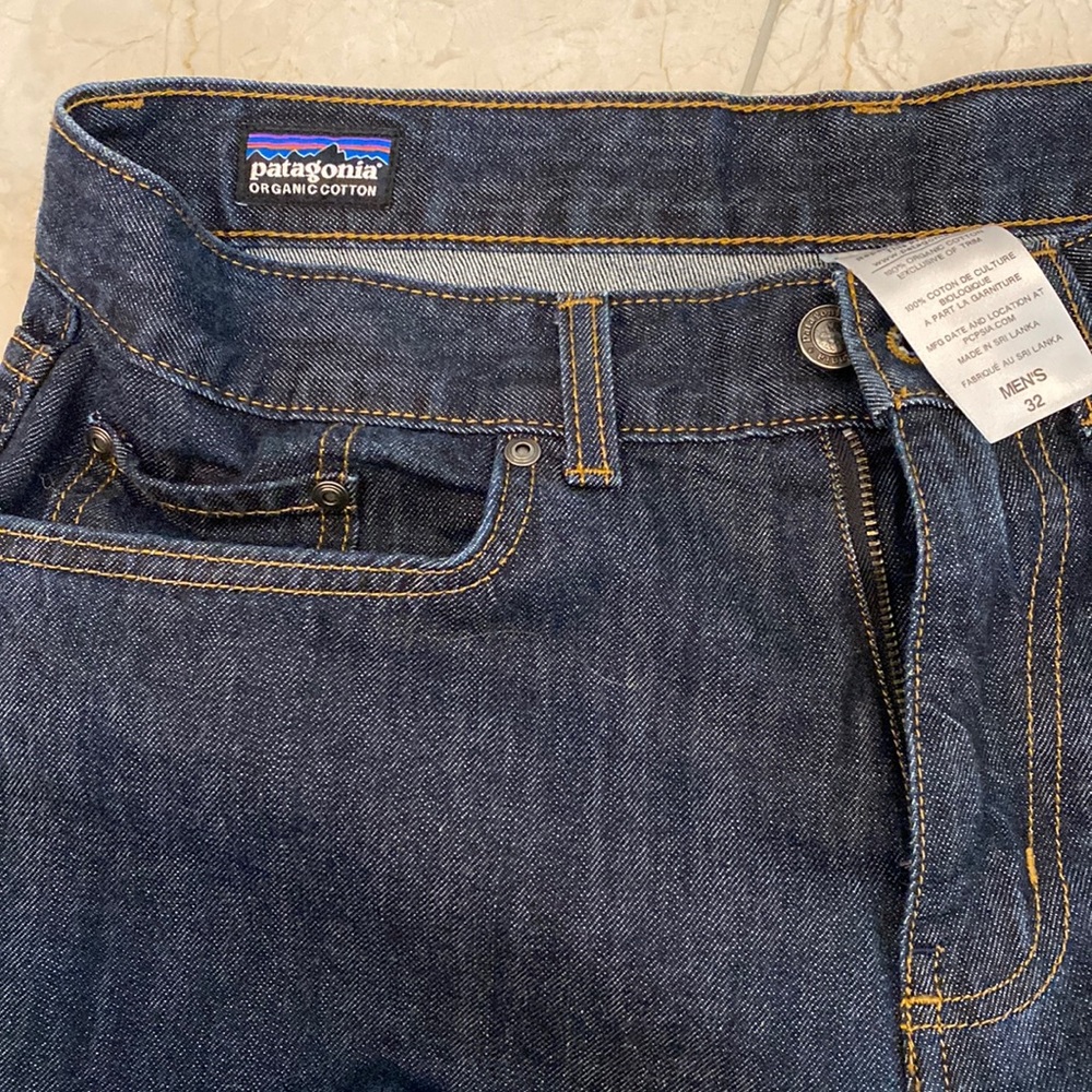 Patagonia Mens Straight Leg Jeans Sustainable Dark Wash Organic Cotton